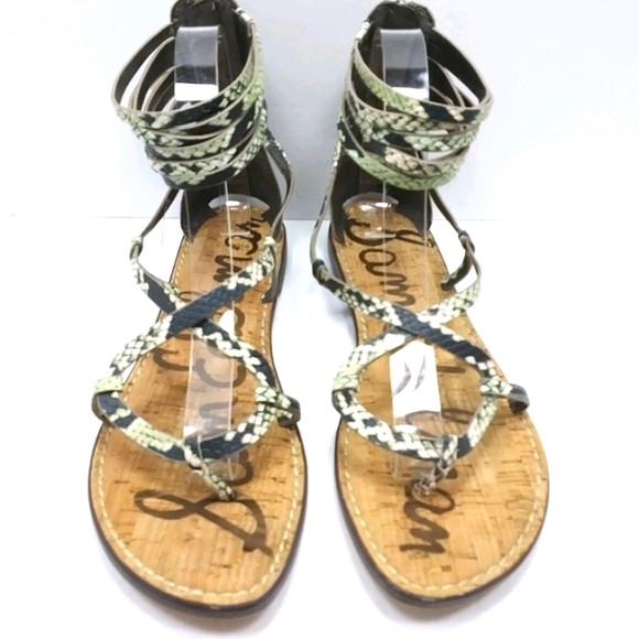 SAM EDELMAN Glenda Split Toe Python Gladiator Sandals EUC - Picture 2 of 13